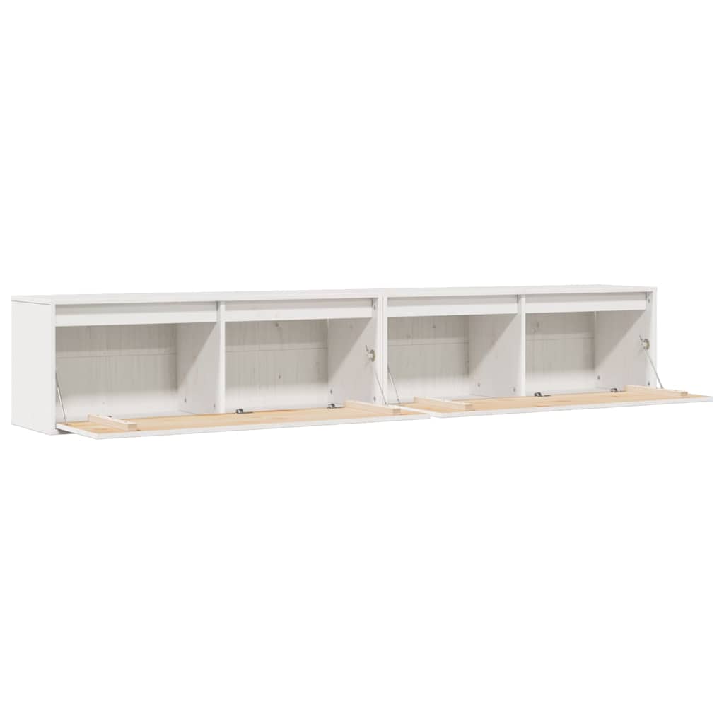 2 darab fehér tömör fenyőfa faliszekrény 100 x 30 x 35 cm