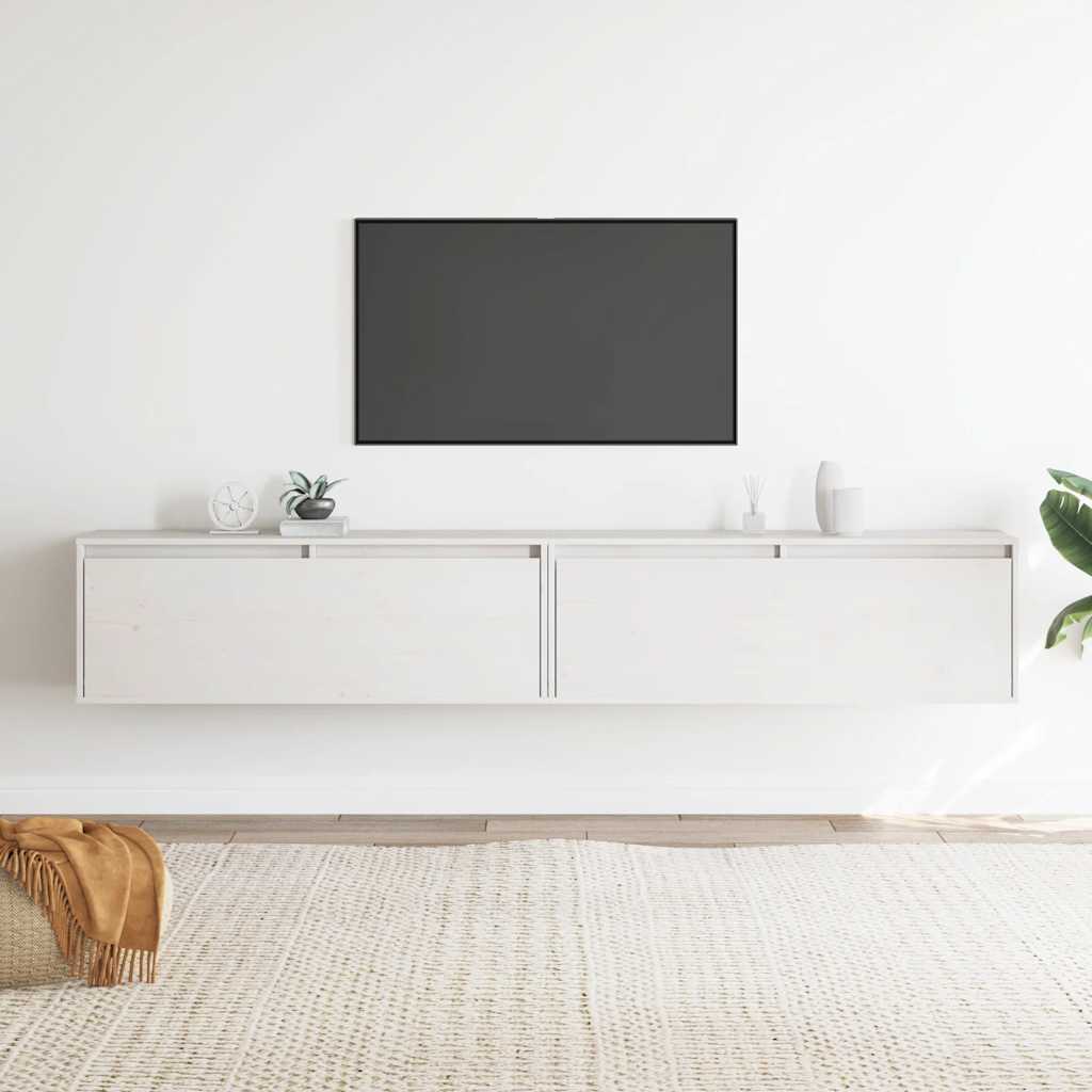 2 darab fehér tömör fenyőfa faliszekrény 100 x 30 x 35 cm