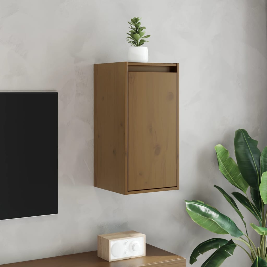 2 db mézbarna tömör fenyőfa faliszekrény 30 x 30 x 60 cm