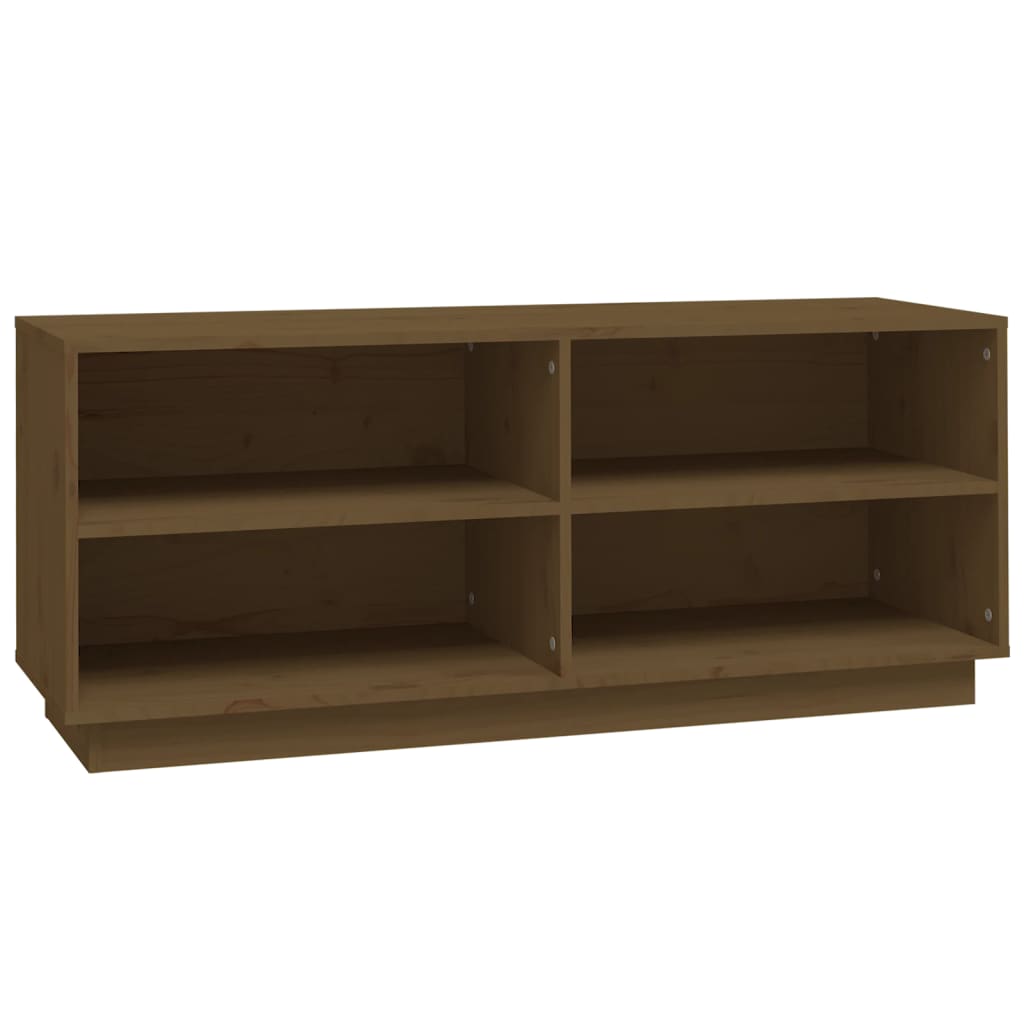 mézbarna tömör fenyőfa cipőszekrény 110 x 34 x 45 cm