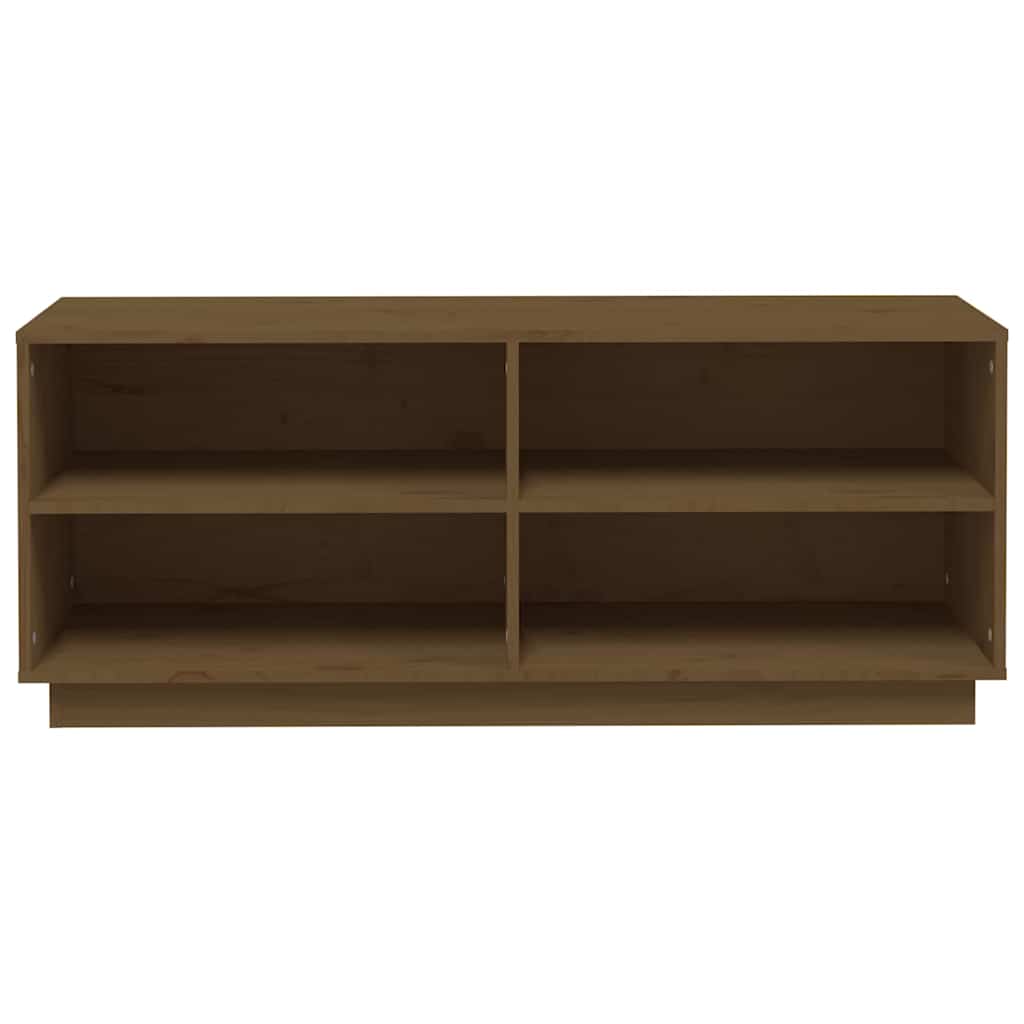 mézbarna tömör fenyőfa cipőszekrény 110 x 34 x 45 cm