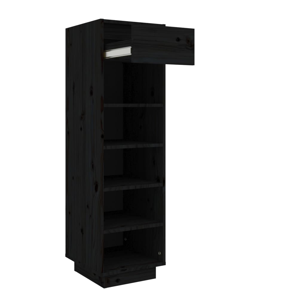 fekete tömör fenyőfa cipőszekrény 34 x 30 x 105 cm