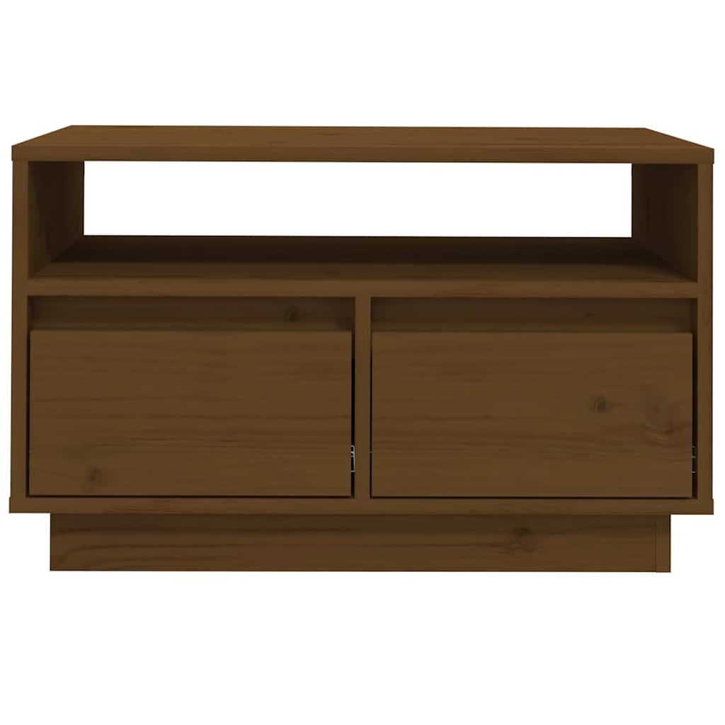 mézbarna tömör fenyőfa TV-szekrény 60x35x37 cm