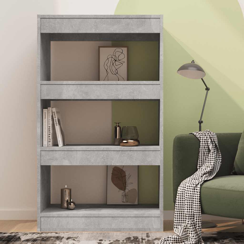 betonszürke szerelt fa könyvszekrény/térelválasztó 60x30x103 cm