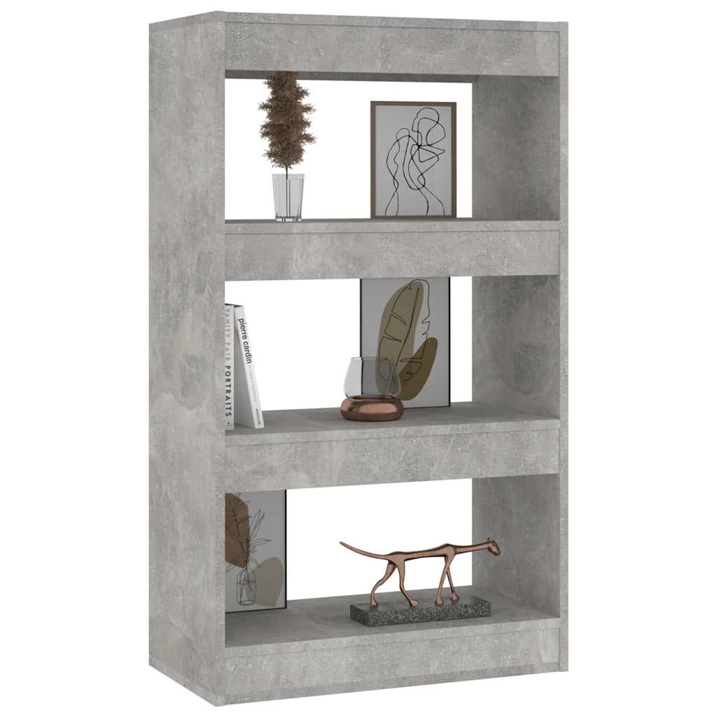 betonszürke szerelt fa könyvszekrény/térelválasztó 60x30x103 cm