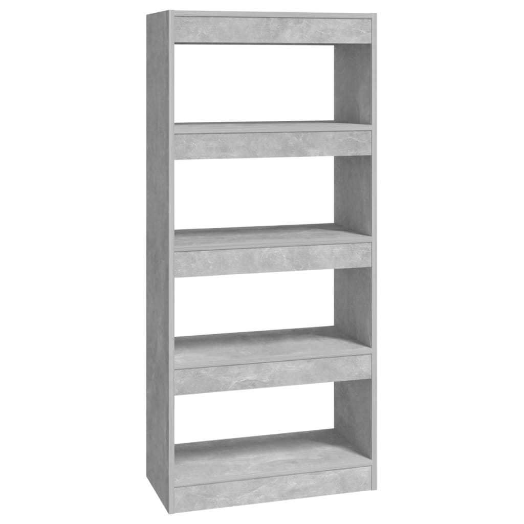 betonszürke szerelt fa könyvszekrény/térelválasztó 60x30x135 cm