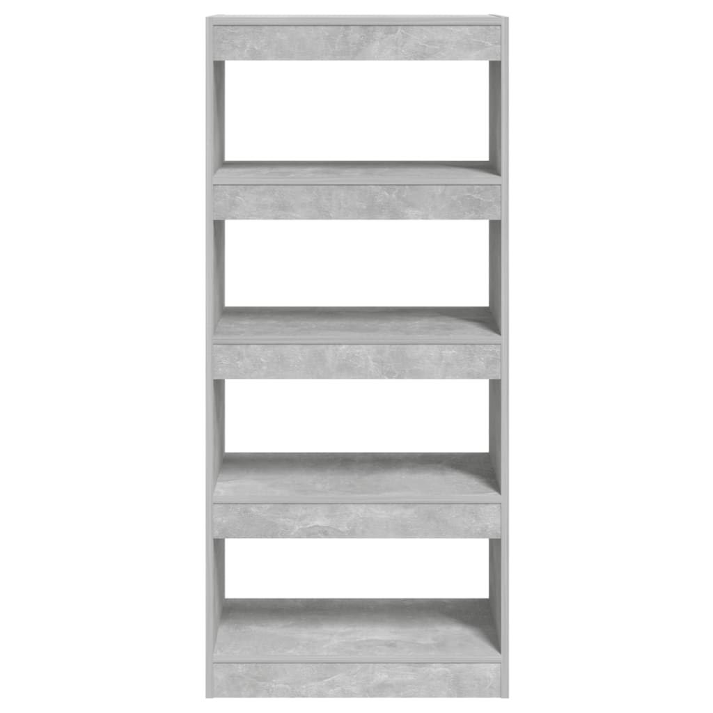 betonszürke szerelt fa könyvszekrény/térelválasztó 60x30x135 cm
