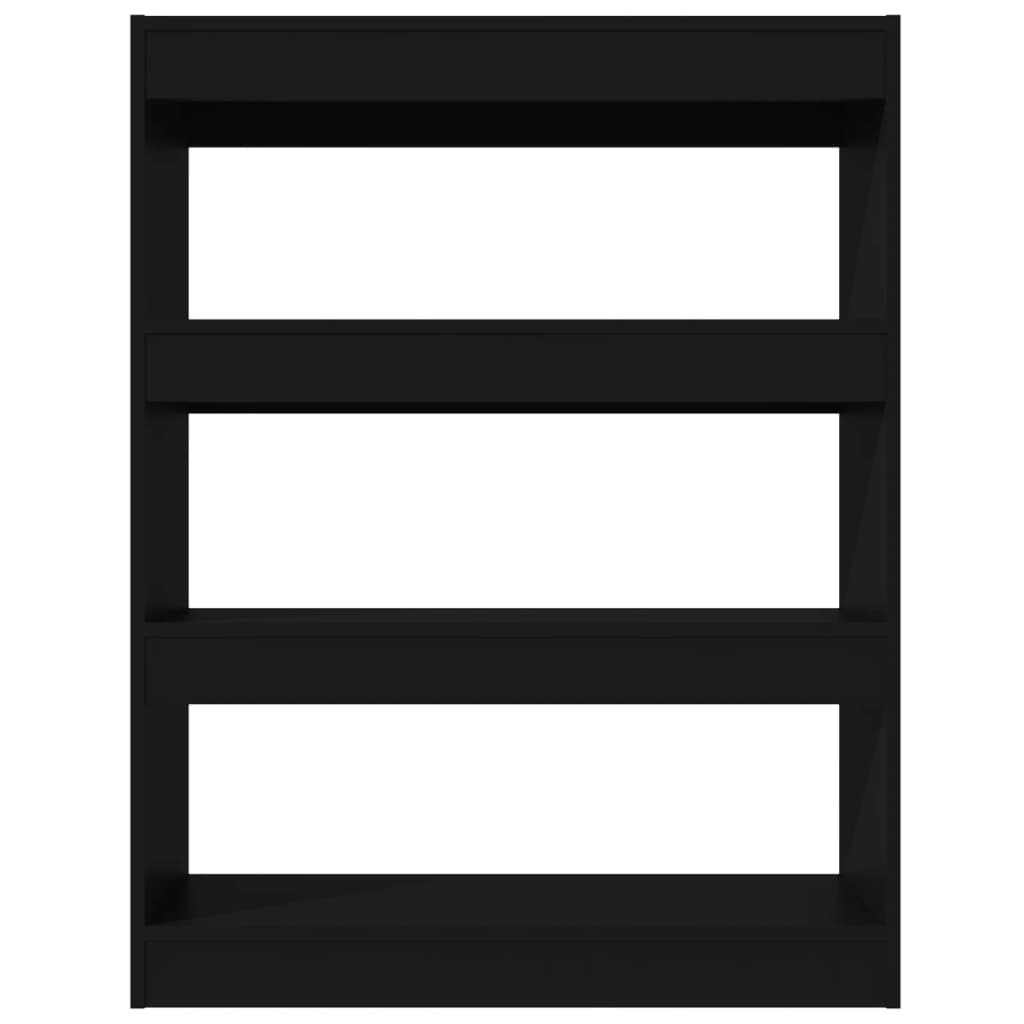 fekete szerelt fa könyvszekrény/térelválasztó 80 x 30 x 103 cm