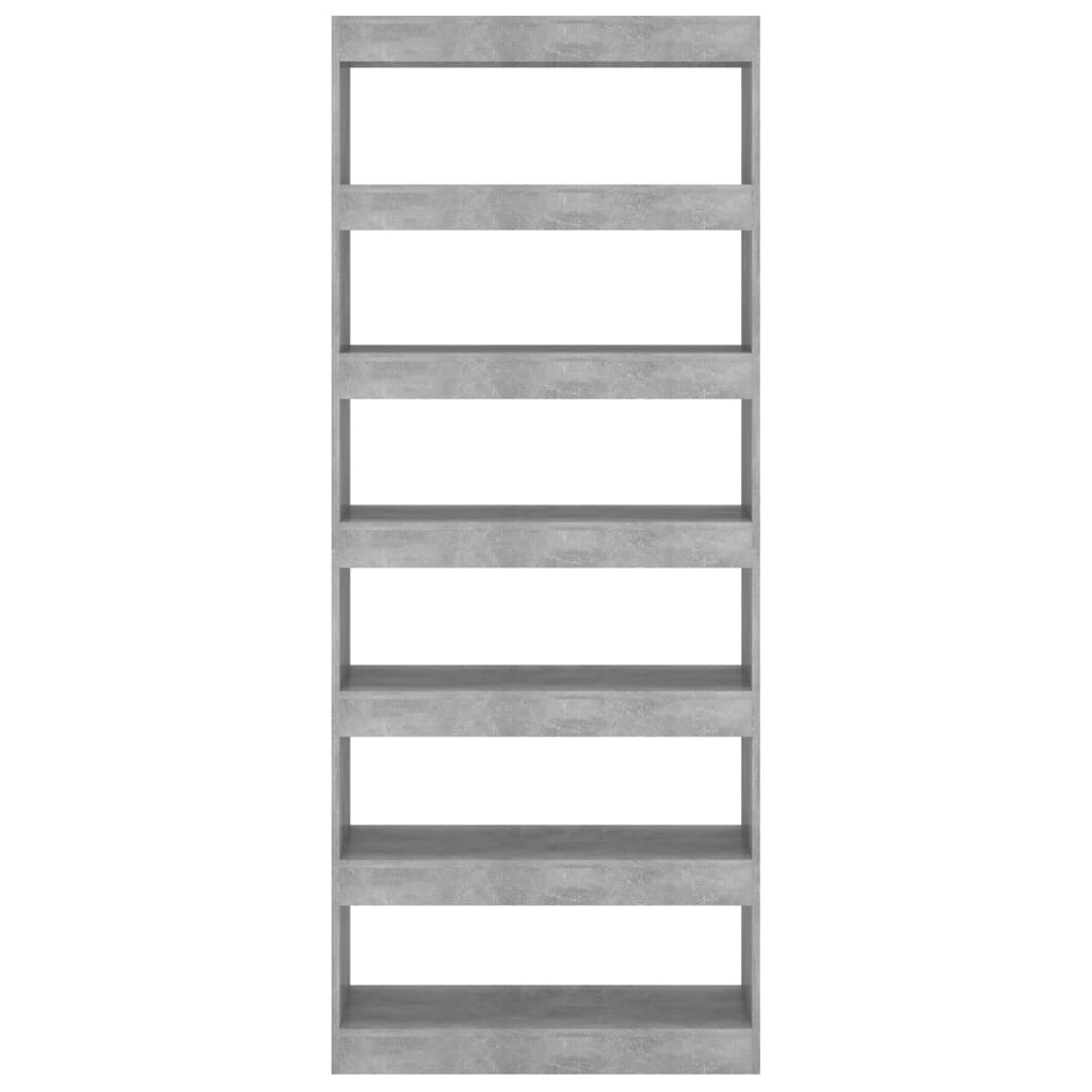 betonszürke szerelt fa könyvszekrény/térelválasztó 80x30x198 cm