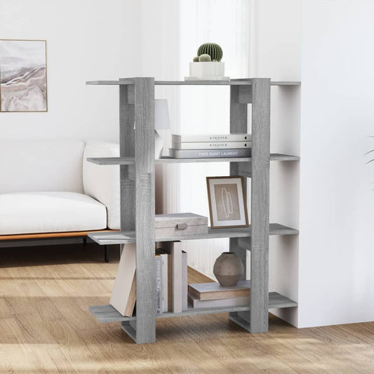 szürke sonoma színű térelválasztó könyvszekrény 100x30x123,5 cm