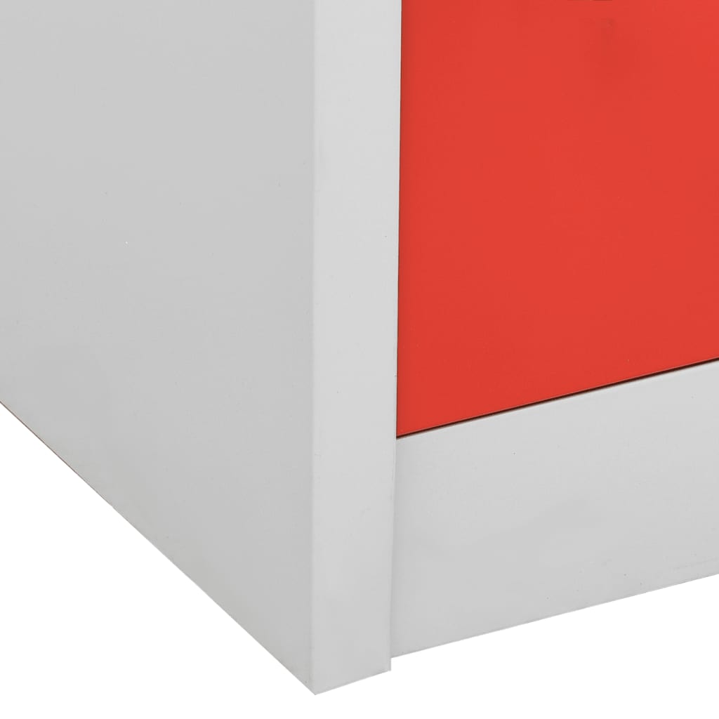 2 db világosszürke-piros acél zárható szekrény 90x45x92,5cm