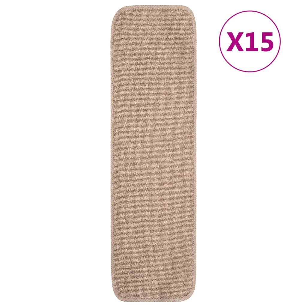 15 db bézs négyszögű csúszásmentes lépcsőszőnyeg 75 x 20 cm