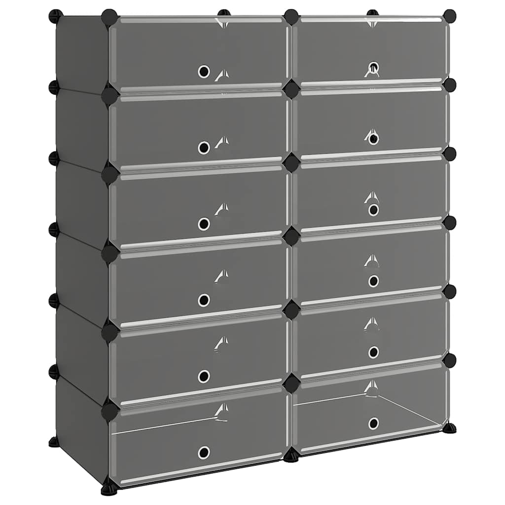 fekete polipropilén cipőtartó 94,5x36,5x106 cm