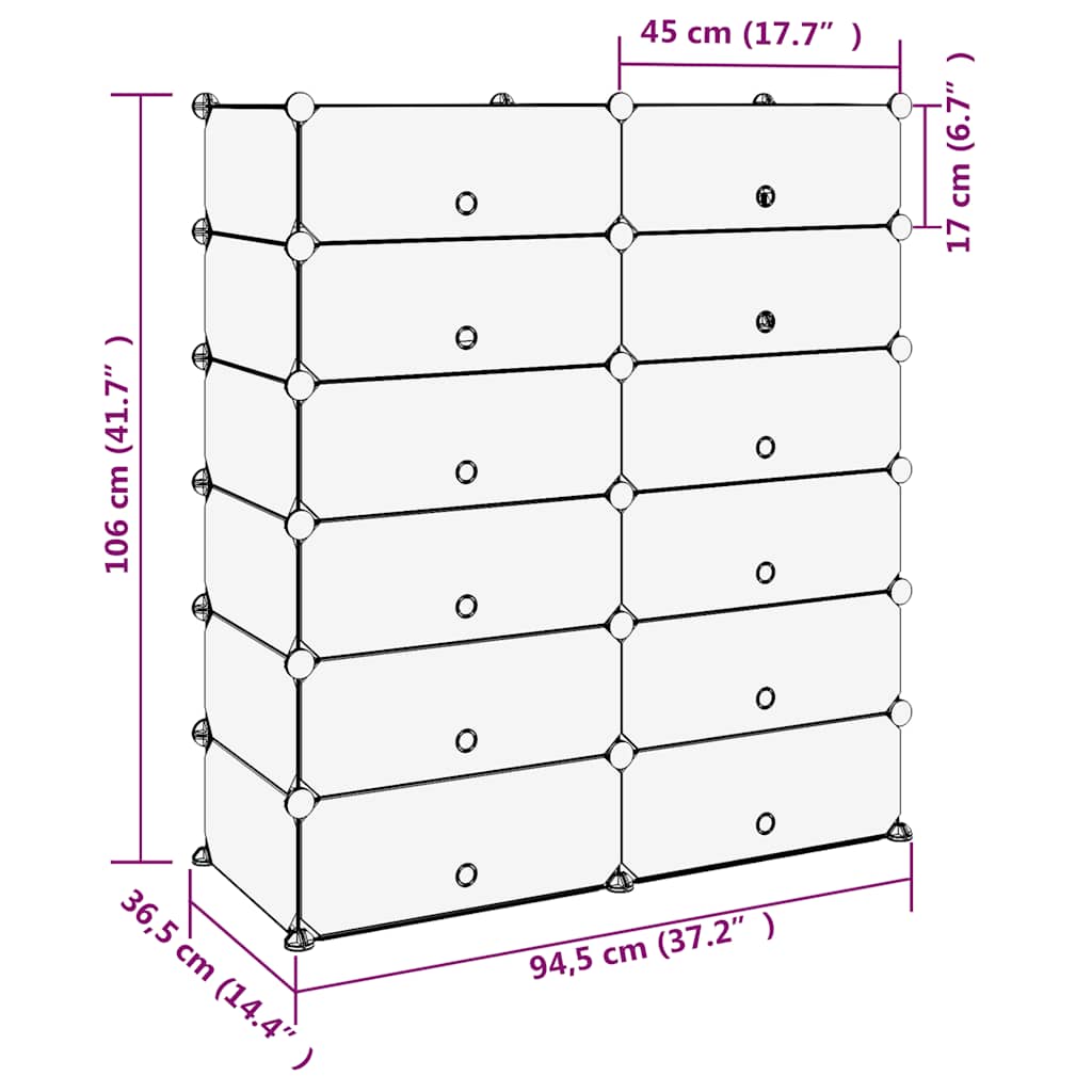 fekete polipropilén cipőtartó 94,5x36,5x106 cm