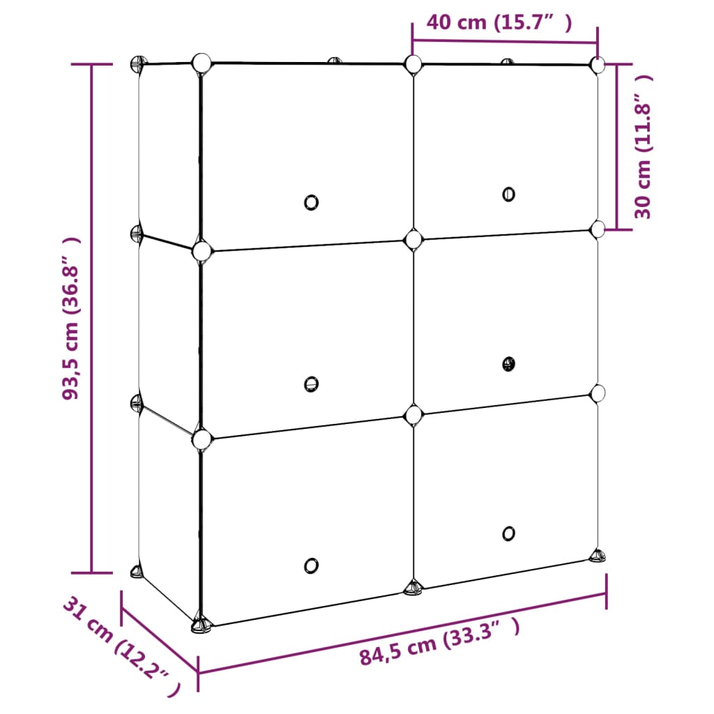 fekete polipropilén cipőtartó 84,5 x 31 x 93,5 cm