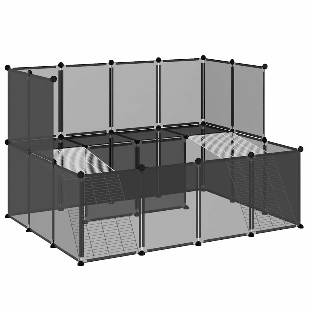 fekete polipropilén és acél kisállatketrec 143 x 107 x 93 cm