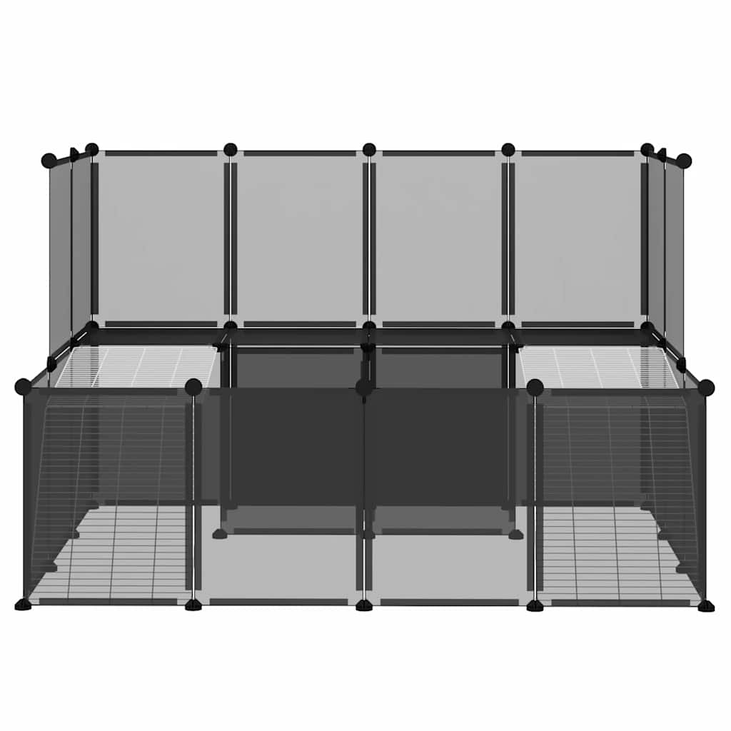 fekete polipropilén és acél kisállatketrec 143 x 107 x 93 cm