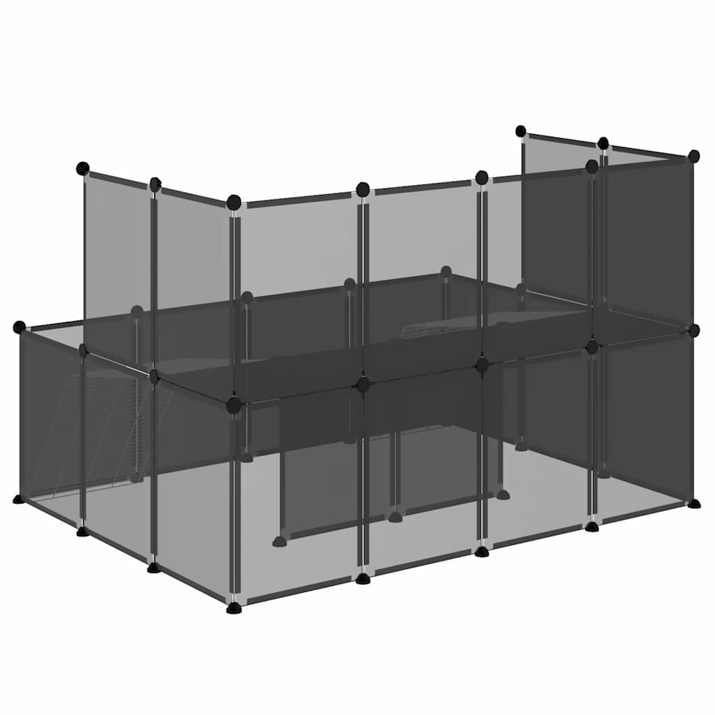 fekete polipropilén és acél kisállatketrec 143 x 107 x 93 cm