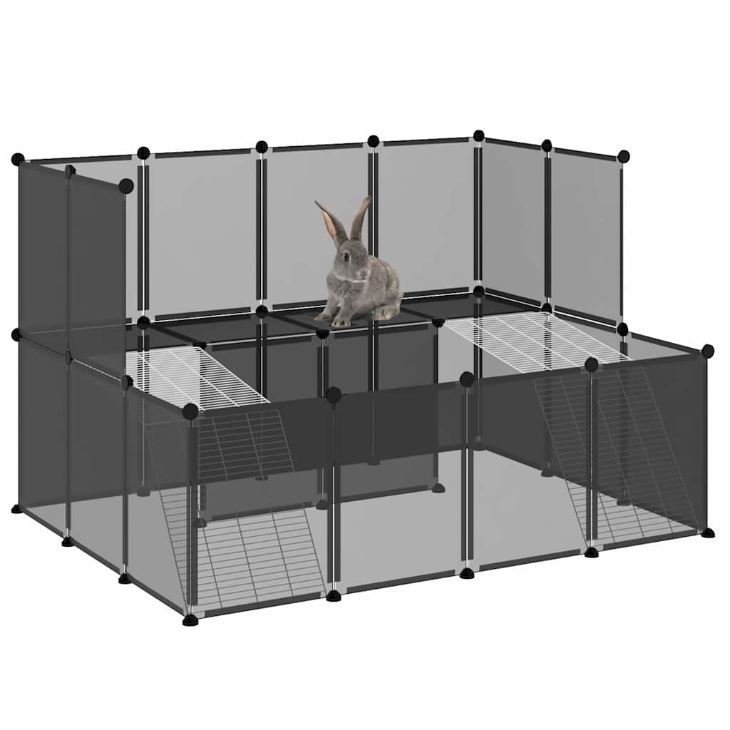 fekete polipropilén és acél kisállatketrec 143 x 107 x 93 cm