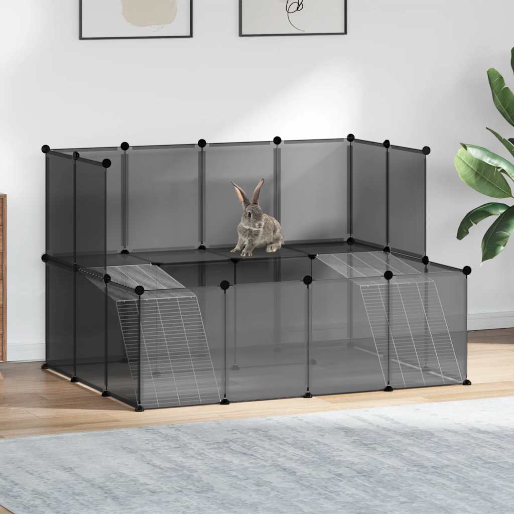 fekete polipropilén és acél kisállatketrec 143 x 107 x 93 cm