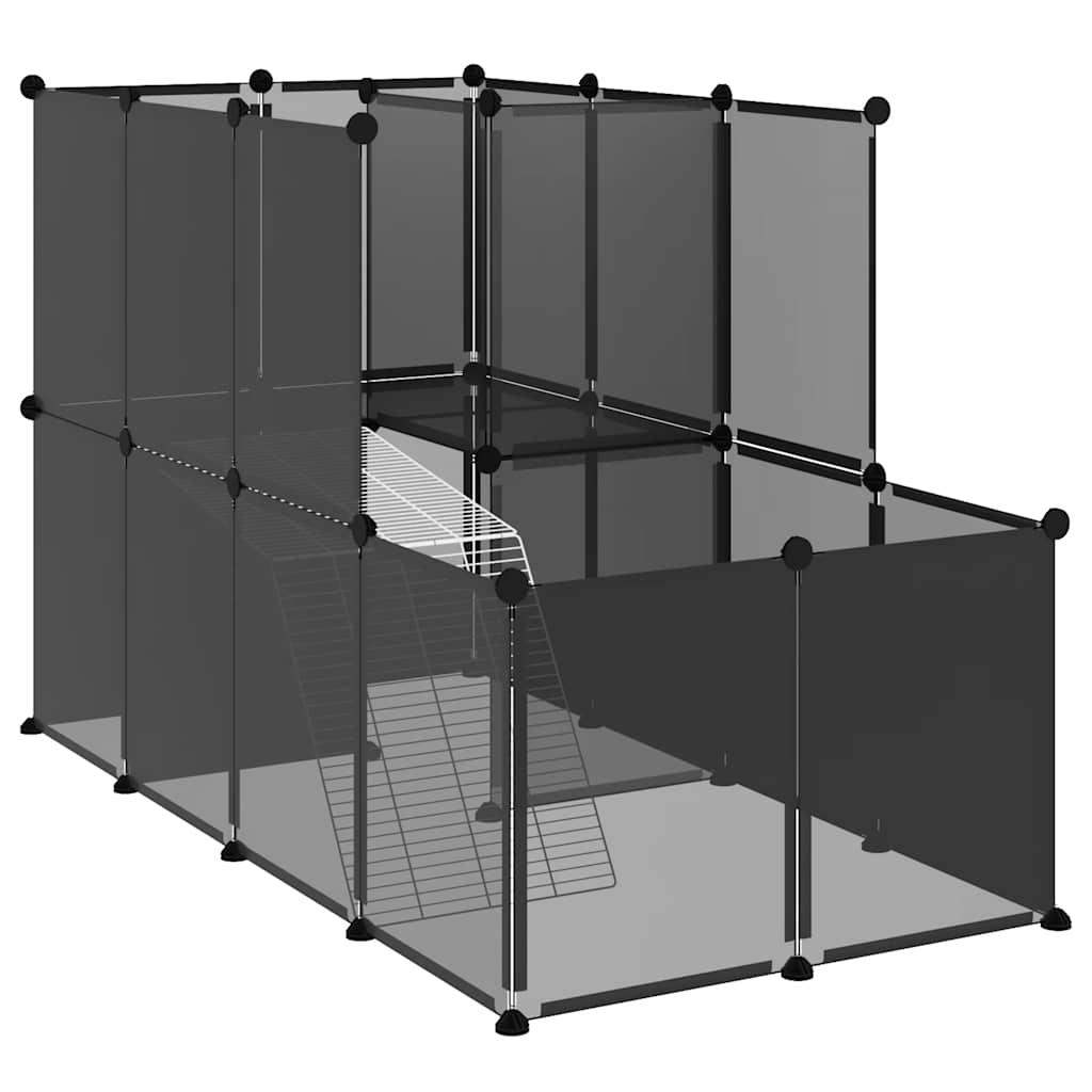 fekete polipropilén és acél kisállatketrec 142 x 74 x 93 cm