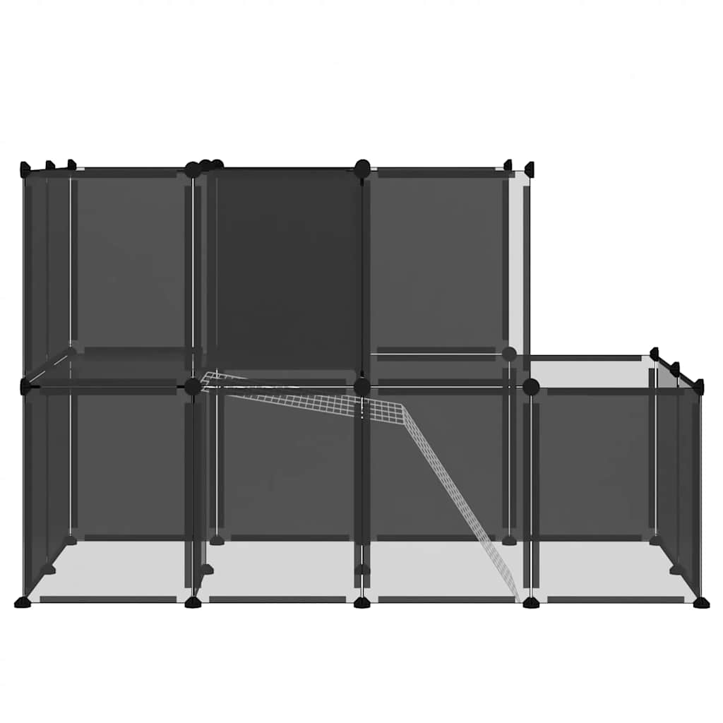 fekete polipropilén és acél kisállatketrec 142 x 74 x 93 cm