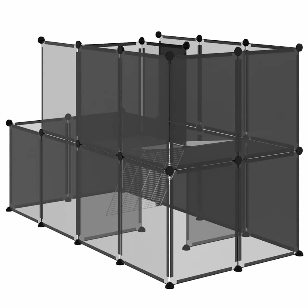 fekete polipropilén és acél kisállatketrec 142 x 74 x 93 cm