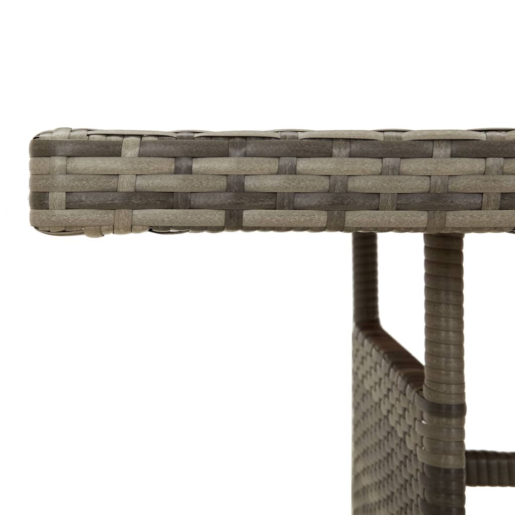 szürke polyrattan és tömör akácfa kerti asztal 160 x 70 x 72 cm