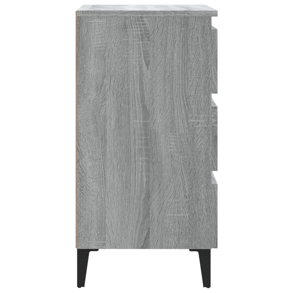 szürke sonoma színű éjjeliszekrény fémlábakkal 40 x 35 x 69 cm