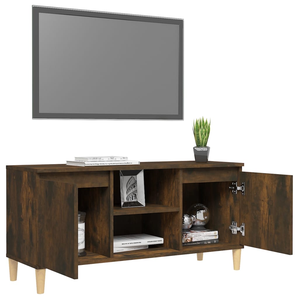 füstös tölgy színű TV-szekrény tömör falábakkal 103,5x35x50 cm