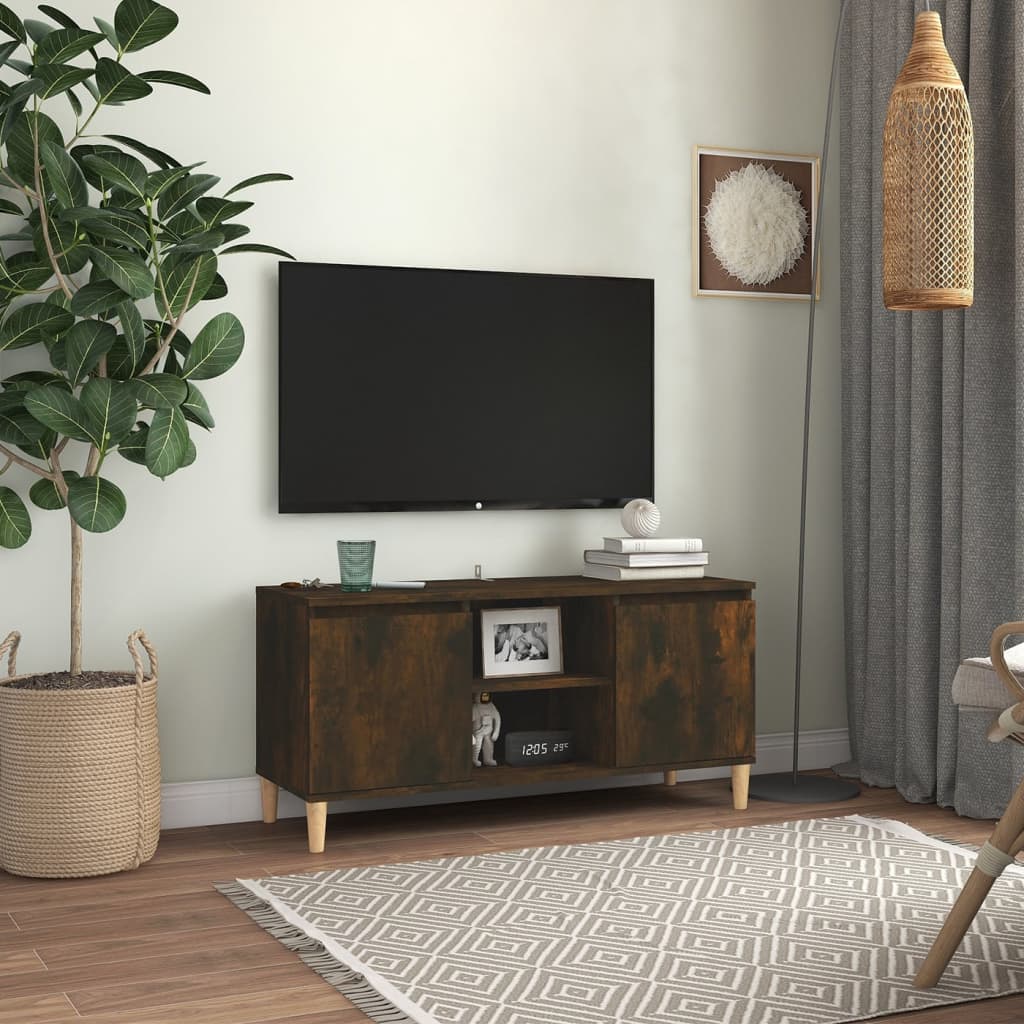 füstös tölgy színű TV-szekrény tömör falábakkal 103,5x35x50 cm