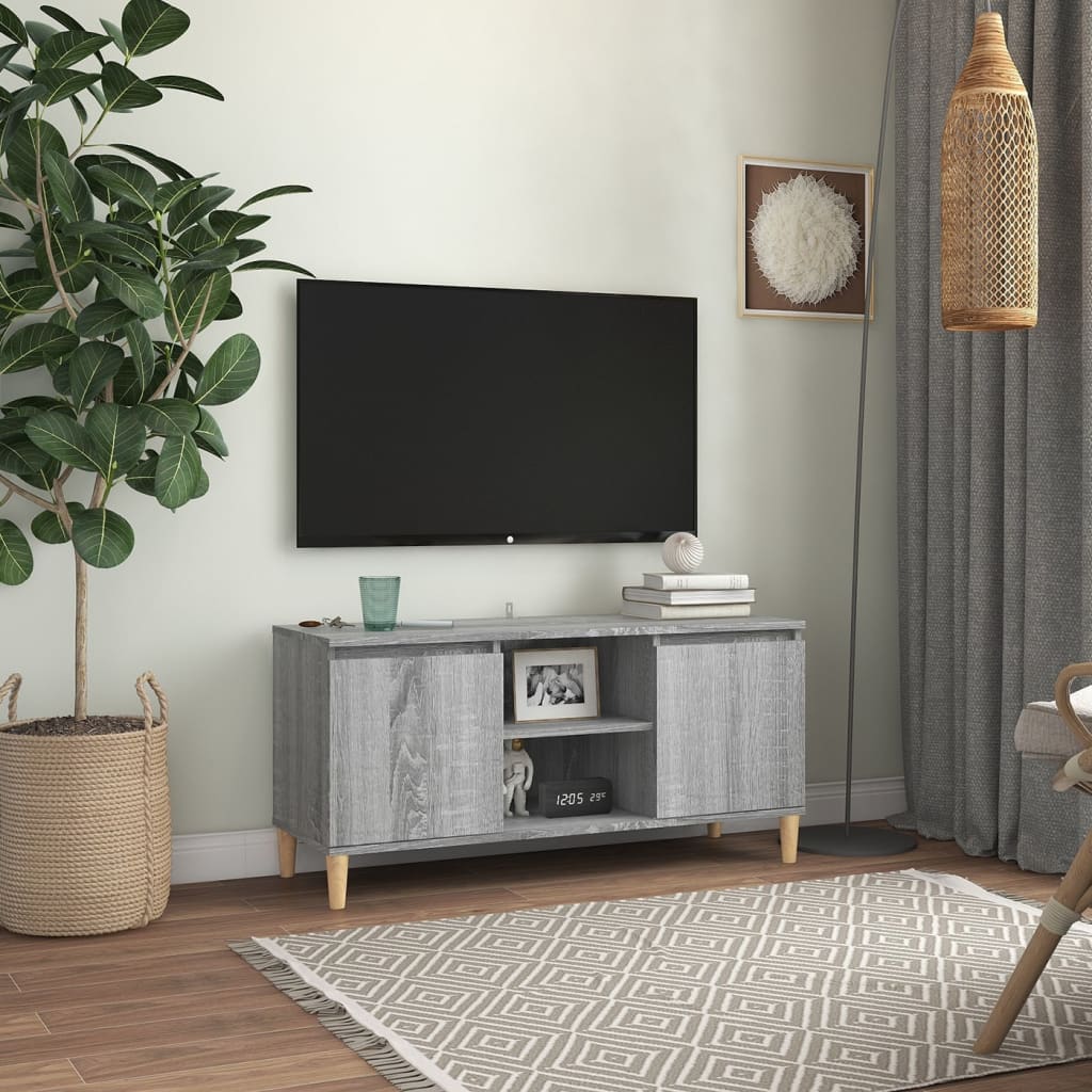 szürke sonoma színű TV-szekrény tömör falábakkal 103,5x35x50 cm