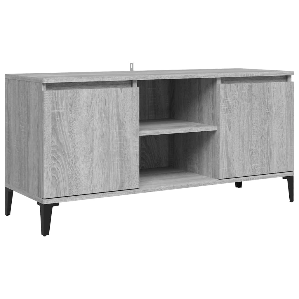 szürke sonoma színű TV-szekrény fémlábakkal 103,5 x 35 x 50 cm