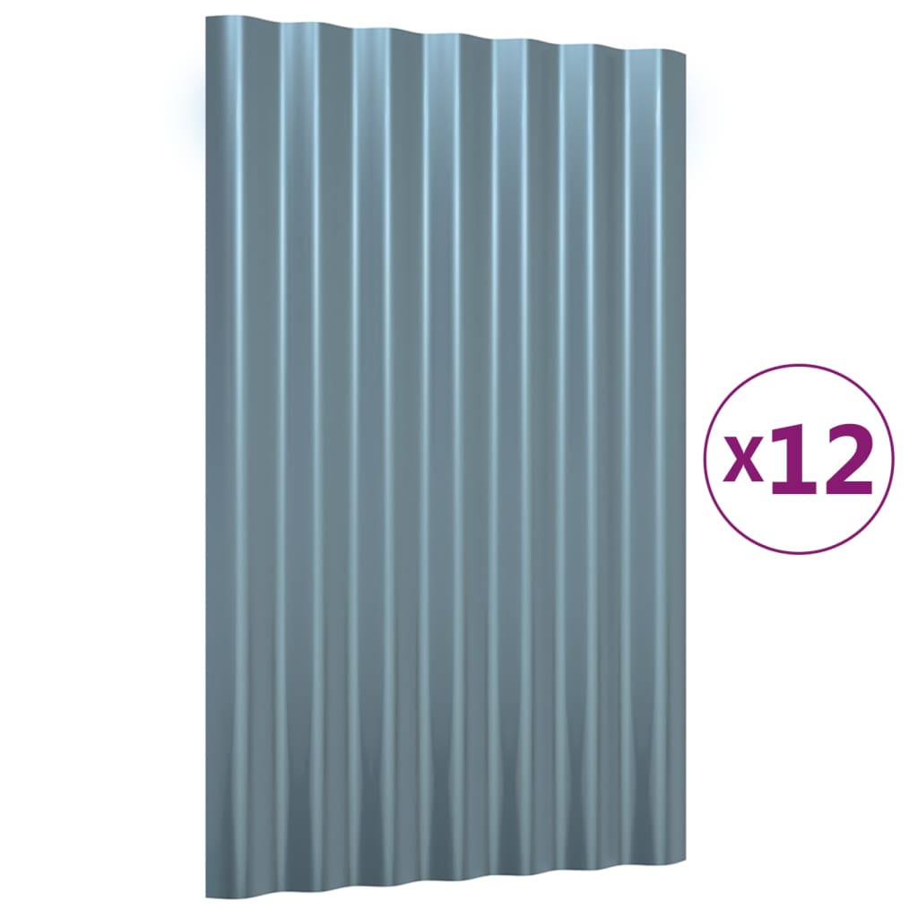 12 db szürke horganyzott acél tetőpanel 60 x 36 cm