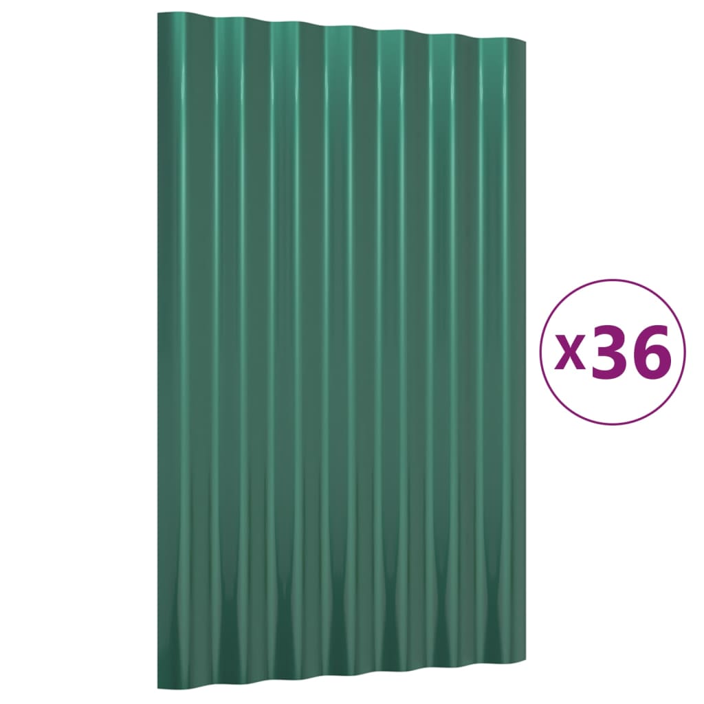 36 db zöld horganyzott acél tetőpanel 60x36 cm