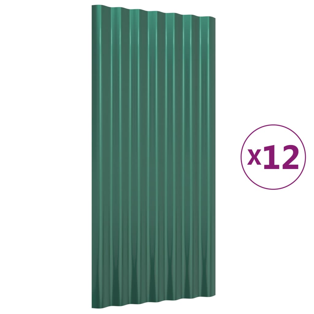 12 db zöld horganyzott acél tetőpanel 80x36 cm
