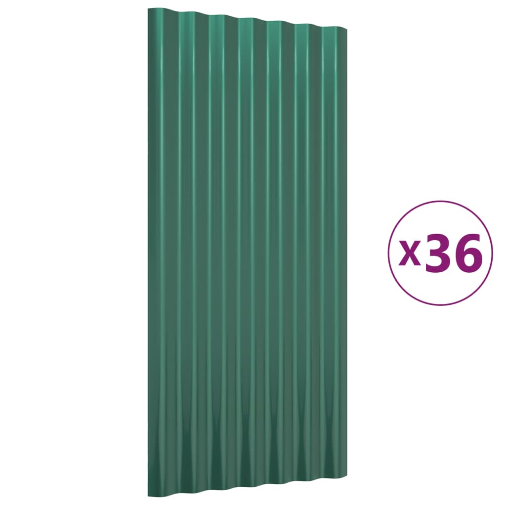 36 db zöld horganyzott acél tetőpanel 80 x 36 cm