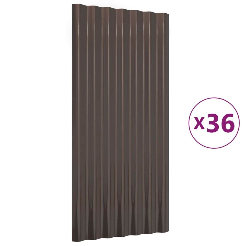 36 db barna horganyzott acél tetőpanel 80x36 cm
