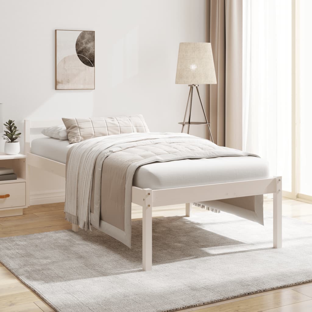 Small Single fehér tömör fenyőfa ágy időseknek 75 x 190 cm