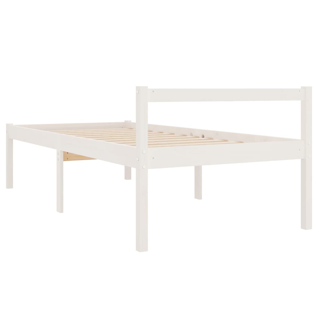 Single fehér tömör fenyőfa ágy időseknek 90 x 190 cm