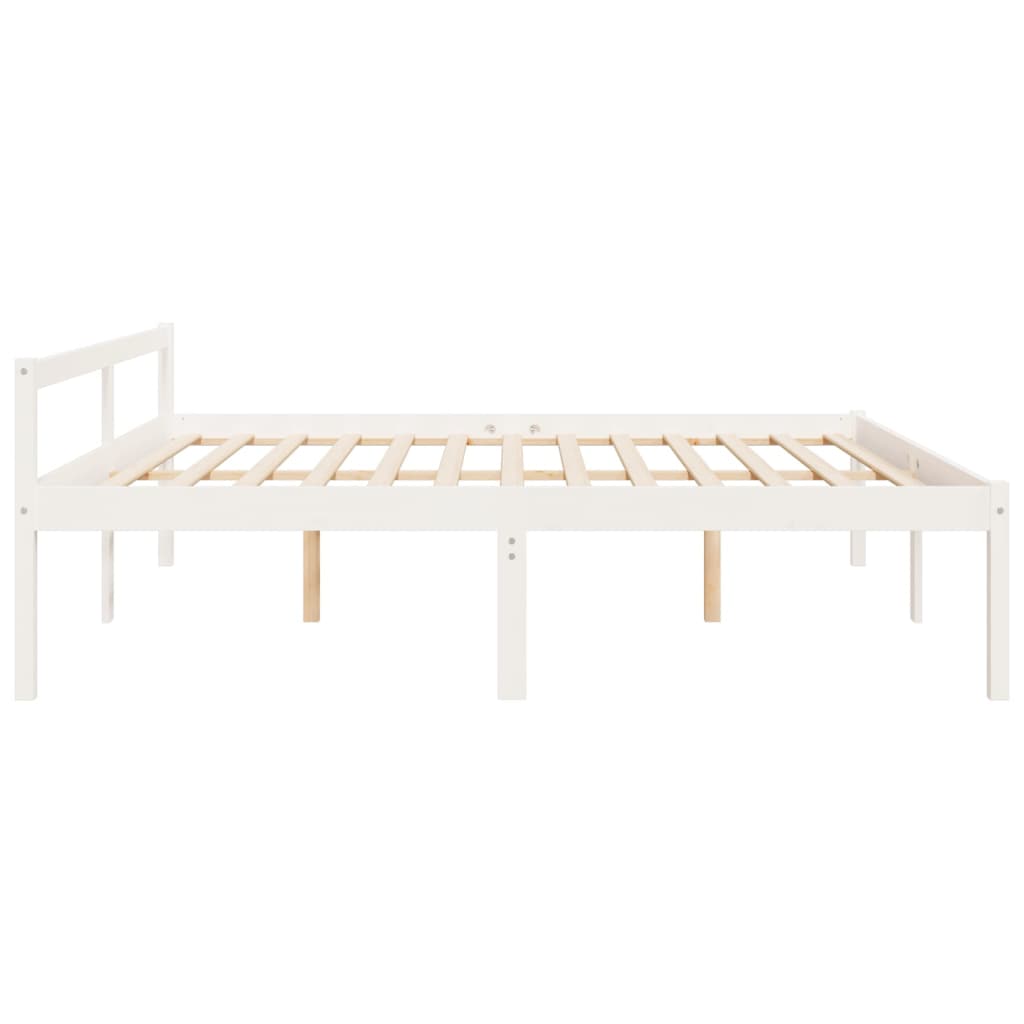 Super King Size fehér tömör fenyőfa ágy időseknek 180 x 200 cm