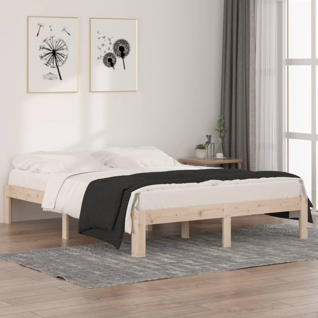 King Size tömör fa ágykeret 150 x 200 cm