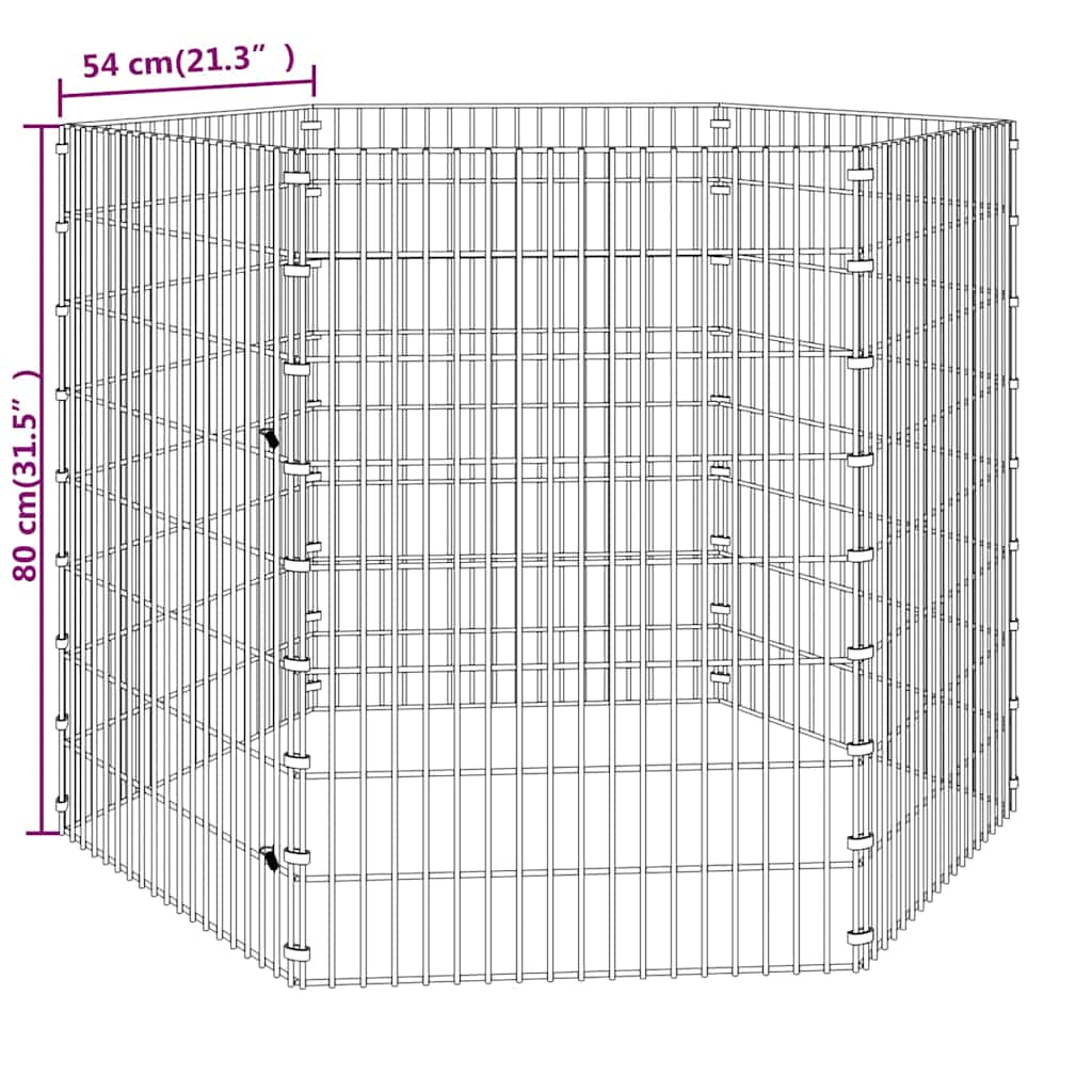 6 paneles horganyzott vas szabadon álló állatketrec 54 x 80 cm