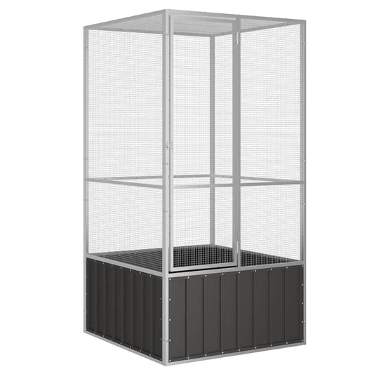 antracitszürke horganyzott acél madárketrec 111x107x211,5 cm
