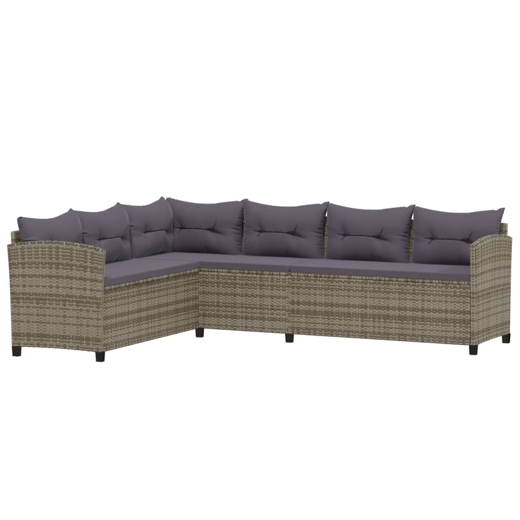 6 részes szürke polyrattan kerti ülőgarnitúra párnákkal