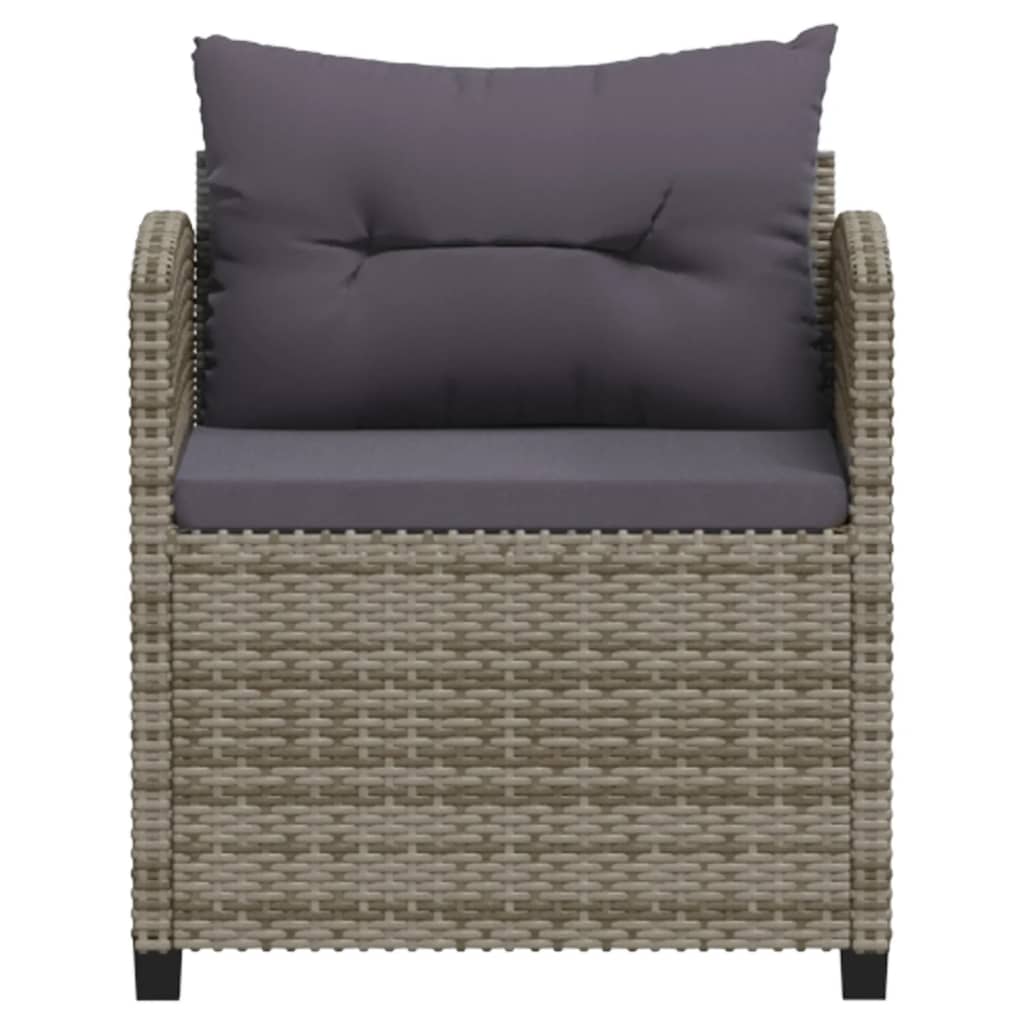 7 részes szürke polyrattan kerti ülőgarnitúra párnákkal