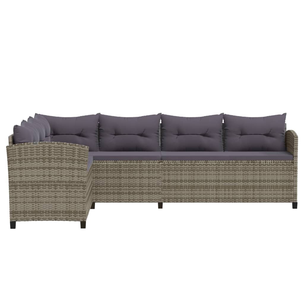 7 részes szürke polyrattan kerti ülőgarnitúra párnákkal