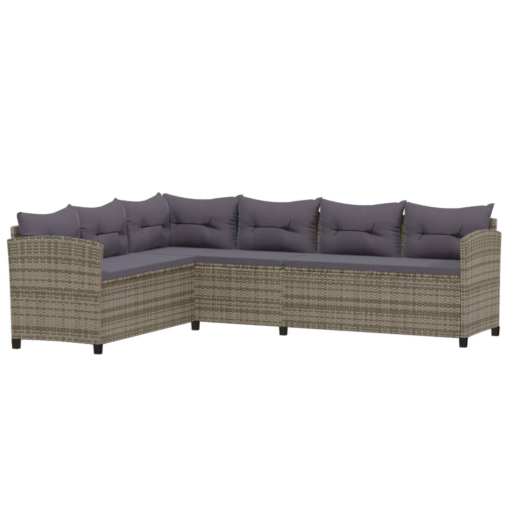 7 részes szürke polyrattan kerti ülőgarnitúra párnákkal
