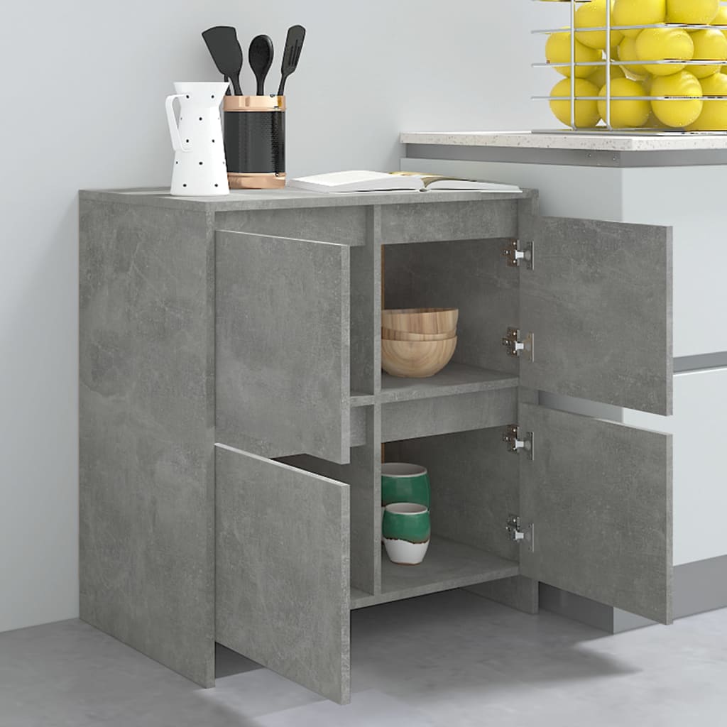 2 db betonszürke forgácslap tálalószekrény 70 x 41 x 75 cm