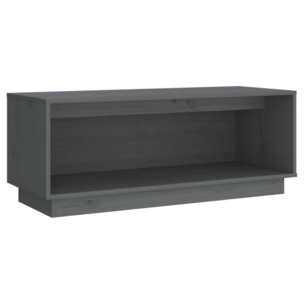 szürke tömör fenyőfa TV-szekrény 90 x 35 x 35 cm